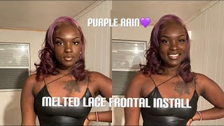 How To - Melted A Lace Frontal Wig On Darkskin ~ Multi Colored Purple Rage