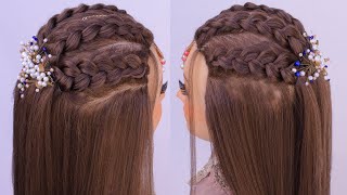 Cute Open Hairstyle For Wedding L Cornrows Braids L Easy Hairstyles For Summer L Front Dutch Braid