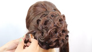 New Curly Bridal Bun Hairstyle | Bridal Messy Hairstyle | Easy Bun Haisrtyle | Hairstyles 2022