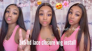 ✨Melted  5X5 Hd Lace Closure Wig Install Ft Beeos Hair *No Baby Hair*