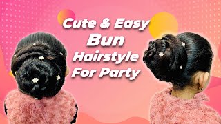 Cute And Easy Bun Hairstyle For Party ♥️ #Kashviadlakha #Trending #Hairstyle | Kashvi Adlakha