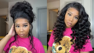 My Flawless Frontal Install Routine!| Wand Curls & Messy Bun On  Body Wave |Ft.Nadula Hair| Sawlife