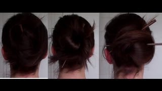 9 Quick, Easy & Pretty Chopstick Updos Hairstyle (Howto Tutorial) - Vintagious