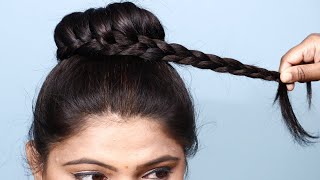 Simple Bun Hairstyle For Girls | Very Easy Bun Hairstyle | Tricky Hairstyle For Long Hair Girls
