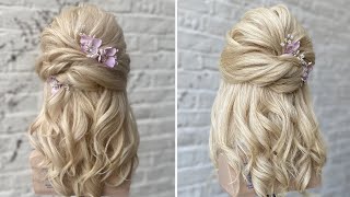 Half Up Hairstyle For Short Fine Hair, Make The Hair Look Thicker /Fuller, Great Wedding Hair Style!