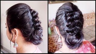 Festive/Wedding Guest Hairstyle For Very Thin Hair// Indian Party Bun Hairstyle For Medium Hair