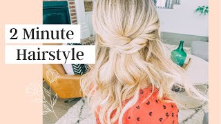 The 2 Minute Easy Hairstyle Elegant Twist | Half Up Style For Long Or Medium Length Hair