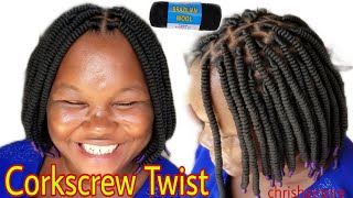 How To Twist African Corkscrew/ Brazilian Wool Bob Hairstyle Coboko Threading@Chris Hairpire