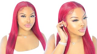 New Wig Install 99J Burgundy Lace Wig- Ishowbeauty Hair