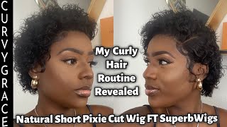 Curly Hair Routine + Natural Short Pixie Cut ‍♂️ Wig Reinstall Ft Superbwigs