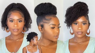 How To Style One Ponytail 4 Ways On Short 4C Natural Hair!! Super Sleek & Flawless!!!|Curlsqueen