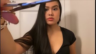Asmr: Haircut Roleplay With Gum Chewing | Hair Styling | Hair Straightening
