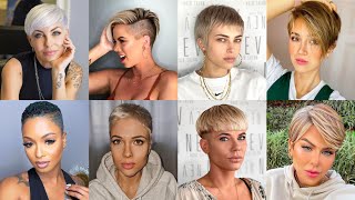 Women Short Golden Pixie Haircuts 2022 | Popular Short Fine Pixie Haircut