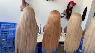 Which Full Lace Wig Do You Like? We Use Natural Black Color Raw Straight Hair To Bleach Colored Wig