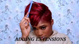 How To:Add Extensions To Your Pixie Cut| Red Hair