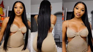 Elegant Long Silk Straight 13*6 Hd Lace Frontal Wig Install Ft. West Kiss Hair