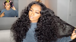 The Most Bomb Middle Part Flexirod Set Semi Tutorial| 250% Hd Lacefrontal Wig Alipearl Hair