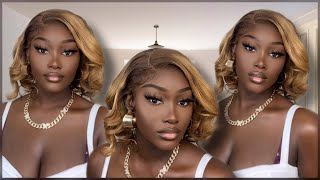 Easy Ready To Wear Short Blonde Bob +Real Hd Lace Frontal Wig Install Ft. Beeos Hair