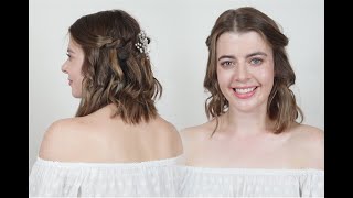 Gorgeous Half Up Half Down Hairstyle. Great Bridal Hairstyle For Short Or Fine Hair.