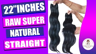 22" Inches Raw Indian Hair Medium Size Weft Hair Extensions @Temple Hair Factory
