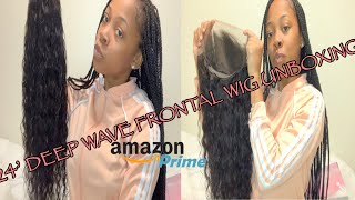 24’ Deep Wave Frontal Wig Unboxing | Amazon Prime Vendor