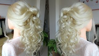 Curly Half Up Half Down  Hair Style - Cascading Curls Tutorial