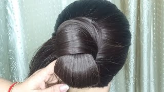 Quick Wedding Hairstyles For Long Hair With Rubberband & Tiktak Pin ! Very Simple Hairstyle