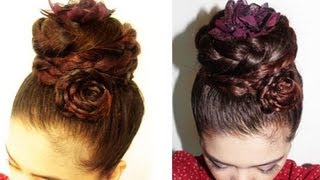 Rosette Braided Bun Updo Easy Wedding Hairstyle