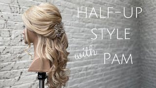 Live With Pam! Gorgeous Half Up Half Down Bridal Hairstyle Tutorial!