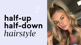 How To Style A Half-Up Half-Down Using Halo Hair Extensions | Sitting Pretty