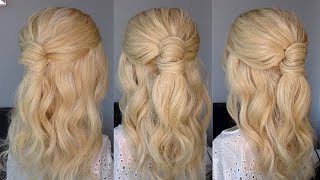 Easy Half Up Half Down Hairstyle Tutorial - For Long Short Thin & Thick Hair