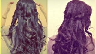 ★Easy Prom Half-Up Updo |How To Waterfall Rope Braid Hairstyles For Medium Long Hair Tutorial