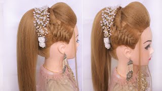 Braided Ponytail Hairstyle For Girls L Fishtail Braid L Wedding Hairstyles L New Party Hairstyle