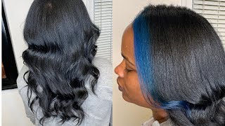 Blue Bangs And Raw Hair Extensions