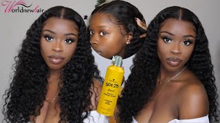 Easy Hd Lace Frontal Wig Install Using Got2Be Spray | Pre-Made Water Wave Wig Ft World New Hair