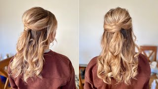 Live With Pam - Contemporary Half Up Half Down Bridal Hairstyle With Soft Straightener Curls!