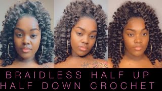How To: Braidless Half Up Half Down Crochet Hairstyle | Crochet Hairstyles | Hair Tutorial