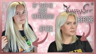 Amazon Youngsee 16" Remy #60 Tape In Hair Extensions Fitting & Review | Clare Walch