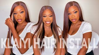 Quick Install! 4X4 Lace Front Highlighted Chocolate Brown Wig Ft. Klaiyi Hair