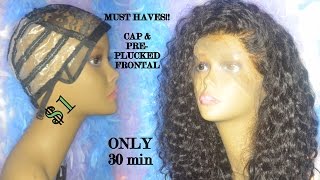 How To Pre-Customized Frontal Wig + New Wig Cap| Maxine Hair Brazilian Curly| Aliexpress Affordable