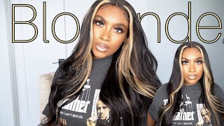Unice 24Inch T-Part Blonde Streak Closure Wig Review+Install| No Dye Or Bleach Needed|Re'Bianas