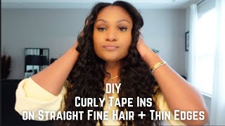 How To: Diy Curly Tape Ins On Fine Straight Hair + Thin Edges| Easy | Versatile Styling| Ft. Ywigs
