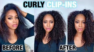 How To Blend Natural Hair Into Curly Clip-Ins| Tutorial For Thick And Damaged Hair| Protective Style