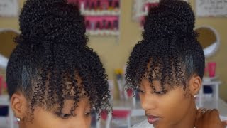 Quick Loose Bun On Natural Hair Using Kinky Curly Clip Ins | Protective Styles Hair Review