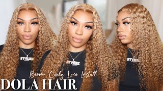 Get Into This!! Brown Curly Lace Frontal Wig Install