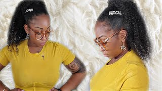 5 Minute Curly Ponytail On 4A/4B Hair Using Amazingbeauty Kinky Curly Clip Ins