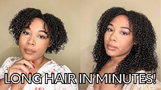 Long Natural Curly Hair In Minutes! Better Length Hair Review! (Curly Clip Ins Extensions)