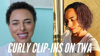 Curly Clip In Hair Extensions On 3C Twa/Super Short Hair - Full Installation & Review!