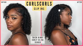 Natural Hairstyle With Curlscurls 3C/4A Kinky Curly Clip Ins