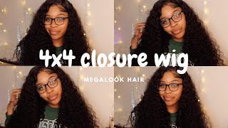 Easiest Wig Install Ever | Curly Lace 4X4 Closure Wig Ft. Megalook Hair